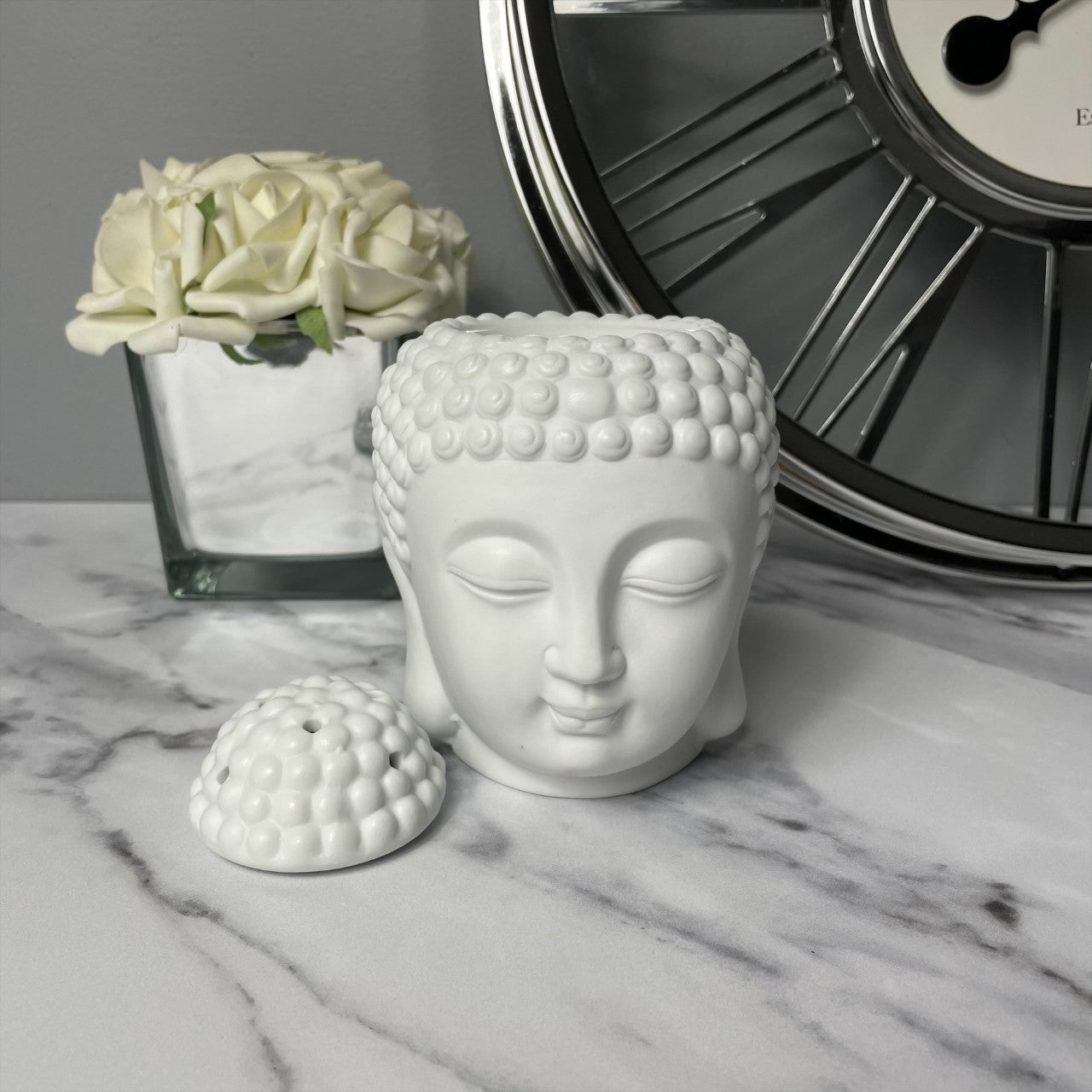 Buddha Head Wax/Oil Burner 13cm - White