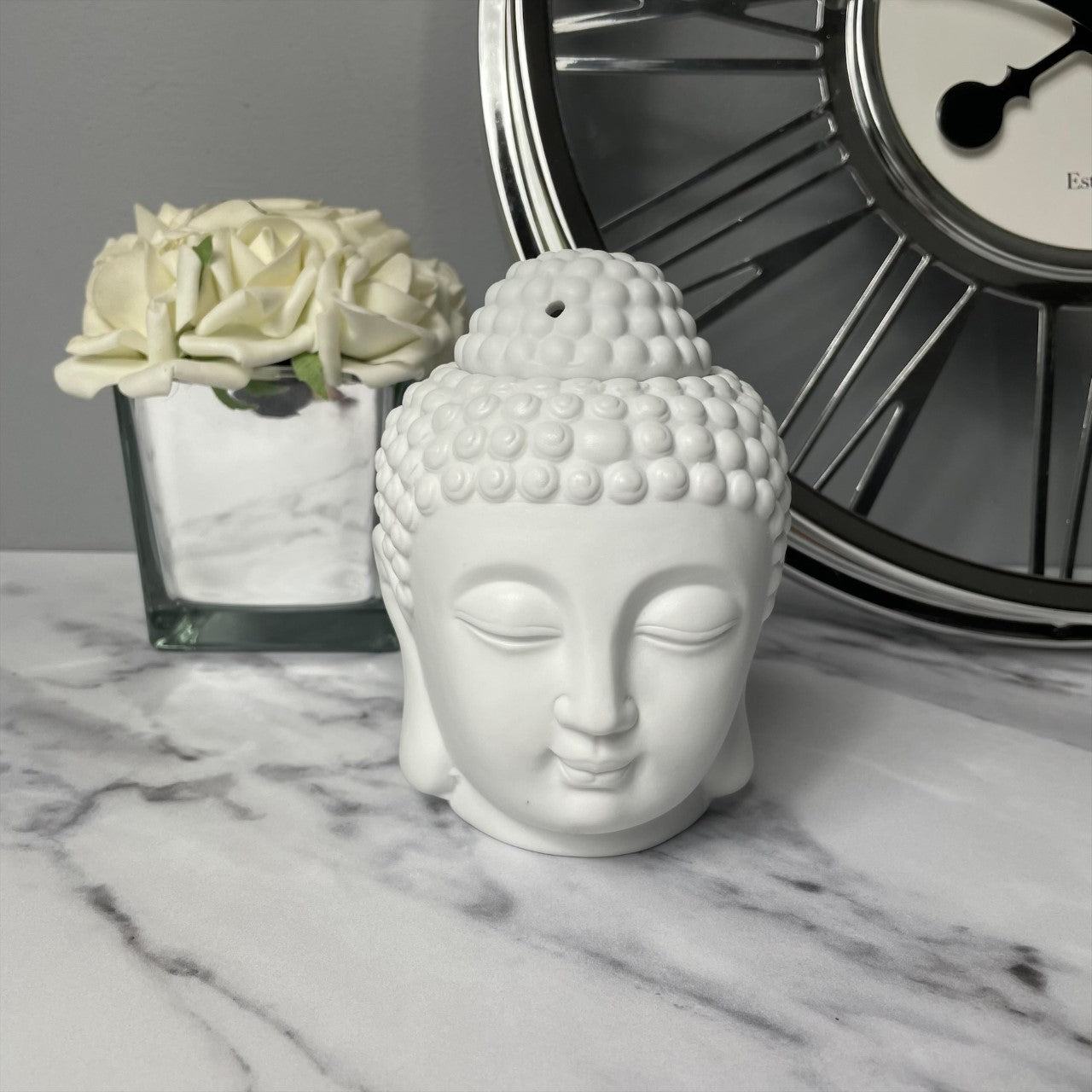 Buddha Head Wax/Oil Burner 13cm - White