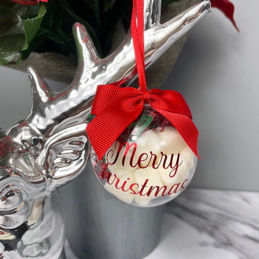 Wax Melt Filled Christmas Bauble – Snowberry & Mistletoe (6cm)